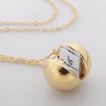 

2020 Brand New Handmade Alloy Gold Silver Color Secret Message Ball Locket pendant Necklace for Women Men Girl Friendship Gifts