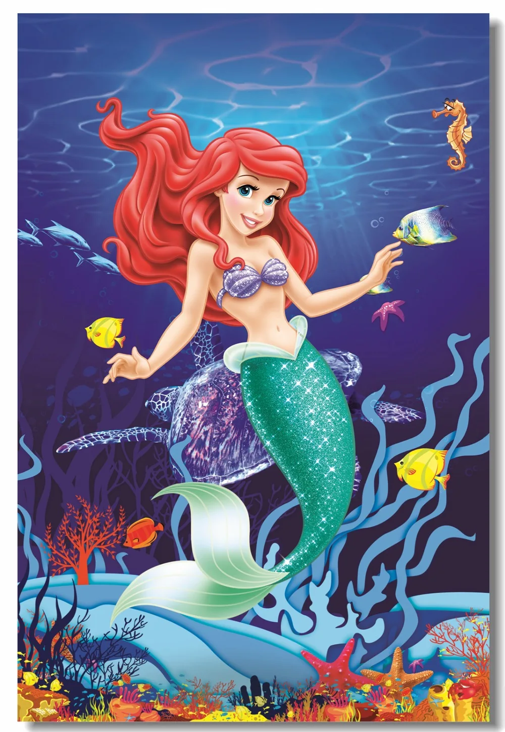 Personalized Customized Princess Ariel Name Banner Wall Poster with Frame Set