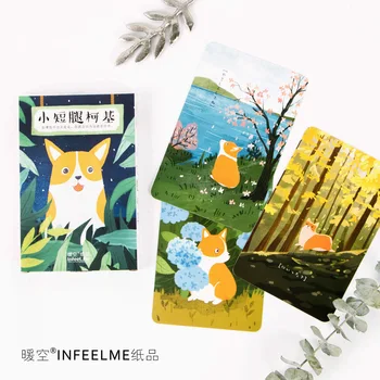 

30Pcs/pack New Little short leg Keji Dog Round Corner Greeting Card Postcard Letter Envelope Gift Card Set Message Card M0459