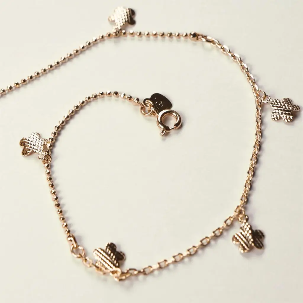Rose yellow plated anklets with cute flower pendantsrose ankletcute