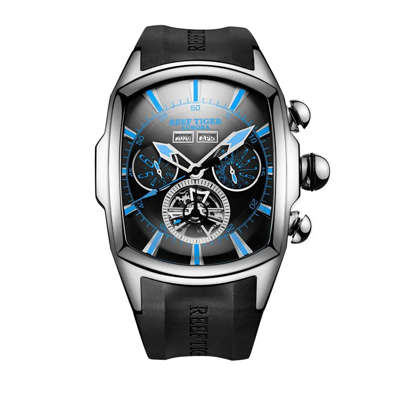 Reef Tiger/RT большие спортивные часы мужские Tourbillon резиновые автоматические механические светящиеся водонепроницаемые часы Relogio Masculino RGA3069 - Цвет: 8