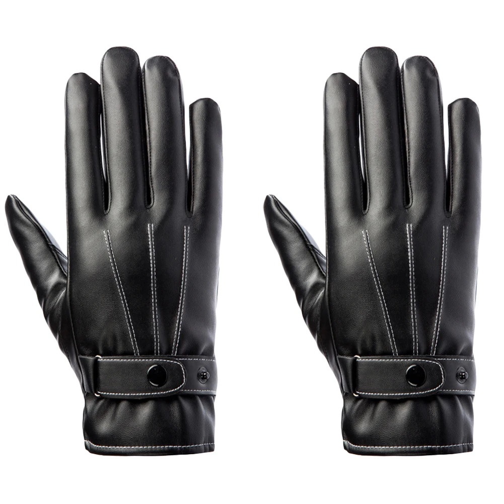 Горячие для мужчин PU зимние кожаные перчатки Отличный для вождения теплые Прихватки для мангала черный Прямая доставка роскошный