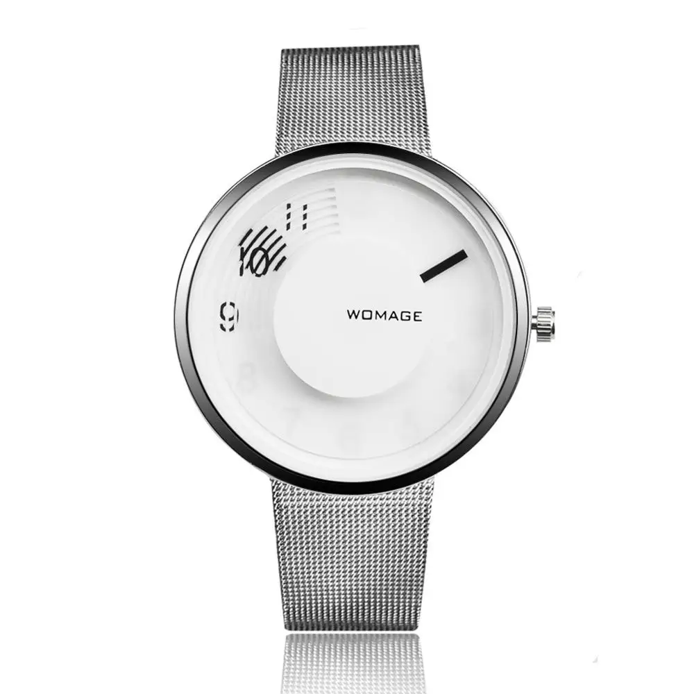 Womage Steel Watches Women Dress Watches hour clock Men Fashion Casual watch Unisex Quartz Sports Watches
