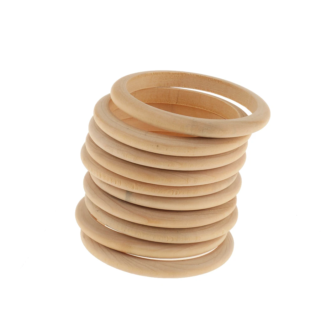 10pcs Wood Bracelet Wooden Bangle Unfinished Natural Craft Unpainted