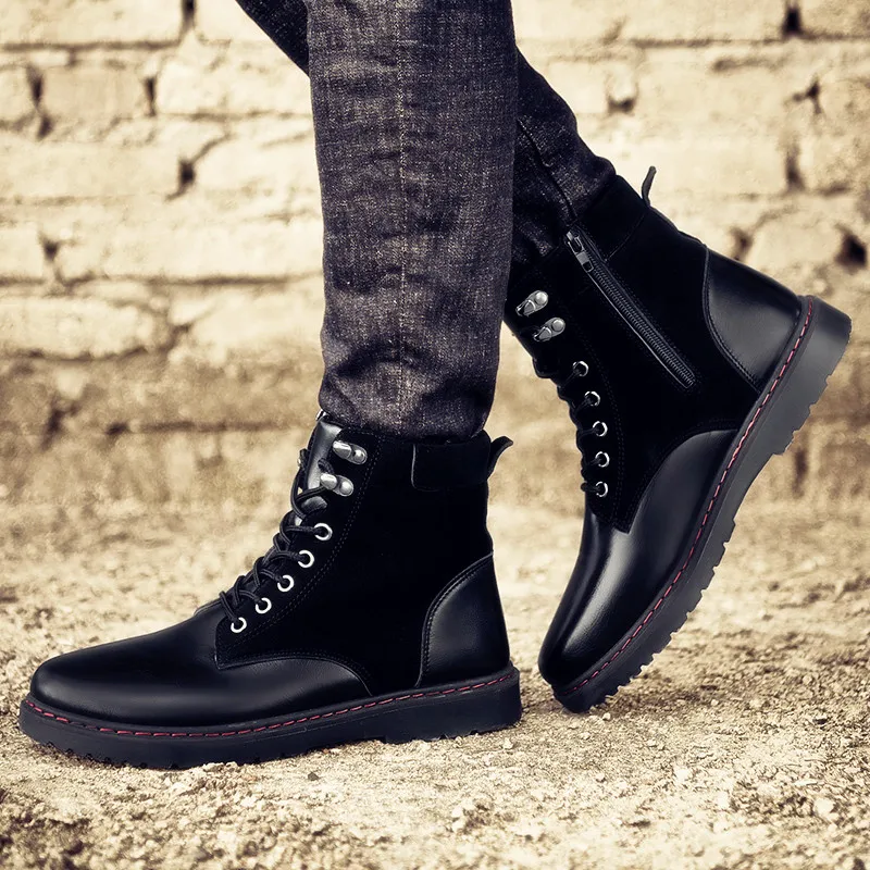 Des Angleterre Dans Velvet Hommes Brown Outillage Hautes Light Le Grosse Bottes L'armée Martin Automne Tête Tube black Haute De Sauvage bottes Hiver oQrEedCxBW