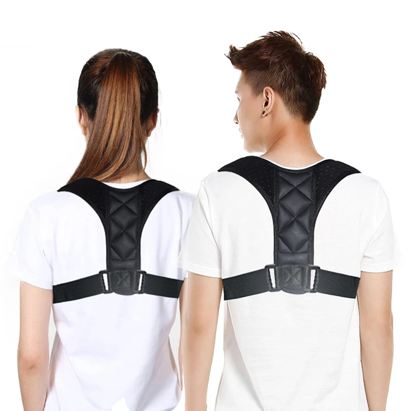 

Posture Corrector Spine Back Support Relieve Back Pain Adjustable Black Support Belt Prevent Waist Strain Corset Orthopedic