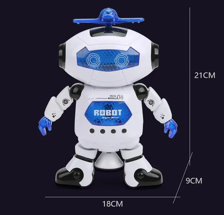 21 см милый Электрический танцующий робот-игрушка вращающийся космический робот музыкальный светильник электронный танцор Робот Игрушки для детей подарок