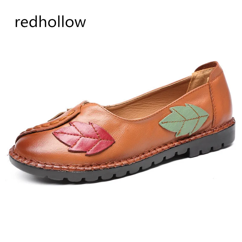 

Women Shoes Summer Autumn Mixed Colors Flat Shoes Vintage Genuine Leather Women Flats Loafer Slip On Soft Shoes Ballet Flats