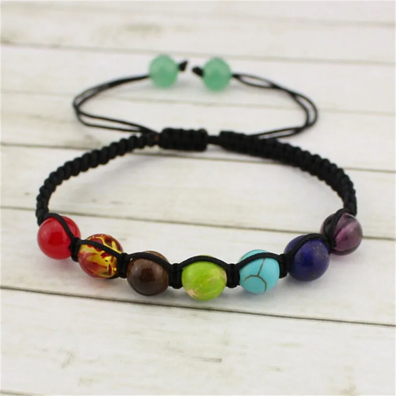 

Yoga 7 Chakras Bracelets For Couples Casual Lovers Casual Jewelry Balance Beads Energy Charm Bracelet Natural Stone Wristlet