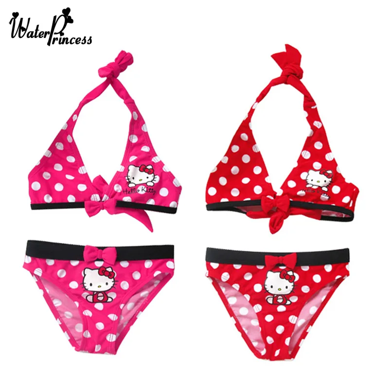 Buen valor Traje de baño de dos piezas con estampado de puntos rojos para niñas, conjunto de Bikini de dibujos animados, nuevo a cuadros, 6801-C, 2020 znqRNO1A