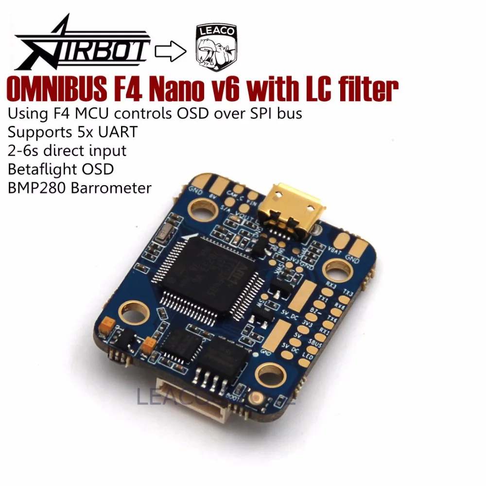 Контроллер полета фильтра OMNIBUS F4 Nano v6 с LC использует MPU6000 через SPI для стабильной