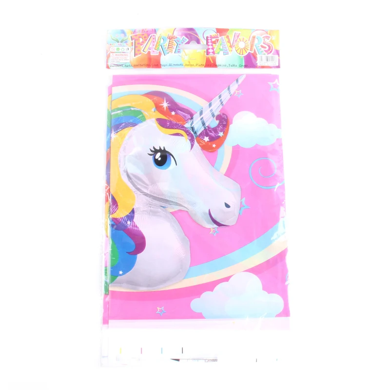 6pcs lot Unicorn Theme Cartoon Plastic Tablecloth Kids font b Baby b font Shower Happy Birthday