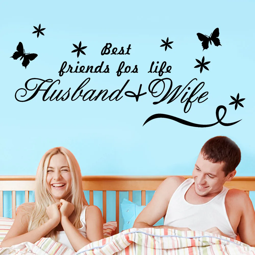 Wall Sticker Quote Characters Decal Husband& Wife Wedding Decoration