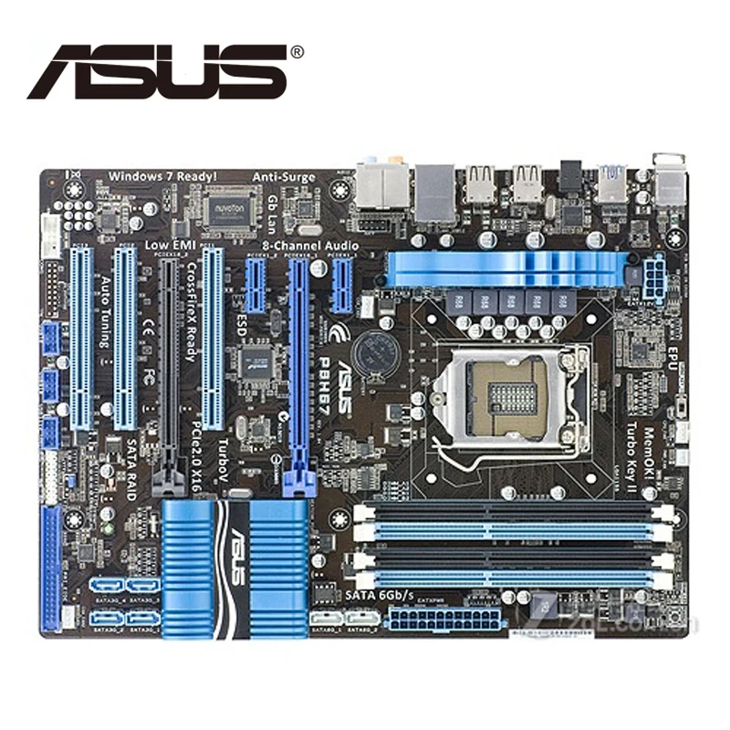 LGA 1155 ASUS P8H67 1333 МГц DDR3 P8 H67 материнская плата по стандарту ATX USB3.0 32 Гб PCI-E X16 настольный компьютер ПК материнская плата Б/у