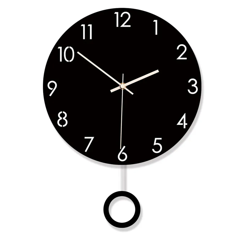 Best selling Nordic creative wall clock Bedroom home silent swing retro clock white and black clock wall hangings