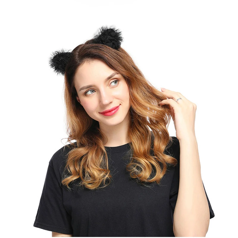 Neoviva 2pcs Christmas Headbands Black Mesh Headwear for Girl Christmas