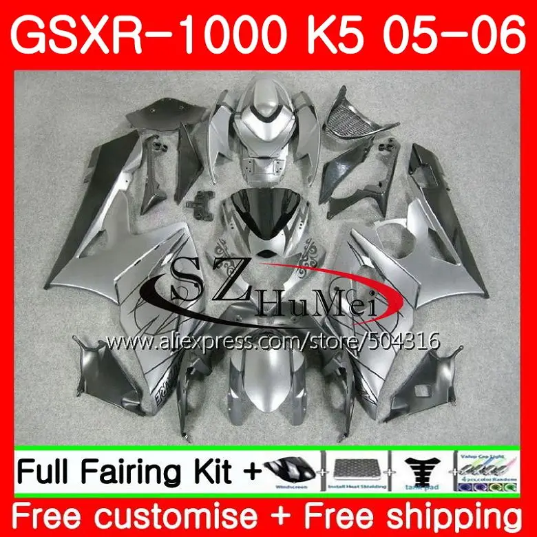 

Bodywork For SUZUKI GSX-R1000 K5 GSXR1000 05 06 Body Silver grey 37HS2 GSXR-1000 GSXR 1000 05 06 GSX R1000 2005 2006 Fairings