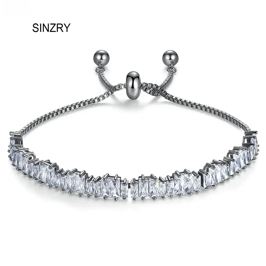 

SINZRY CZ jewelry Clear white cubic zirconia stone trendy charm bracelets lady adjustable geometry bracelets