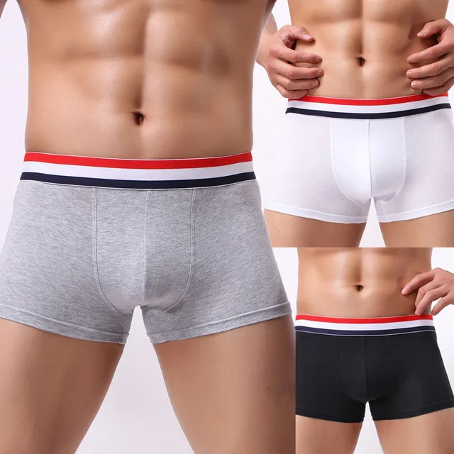 Fashion Sexy Men's Boxer Solid Cotton Breathable Mens Elastic Underwear