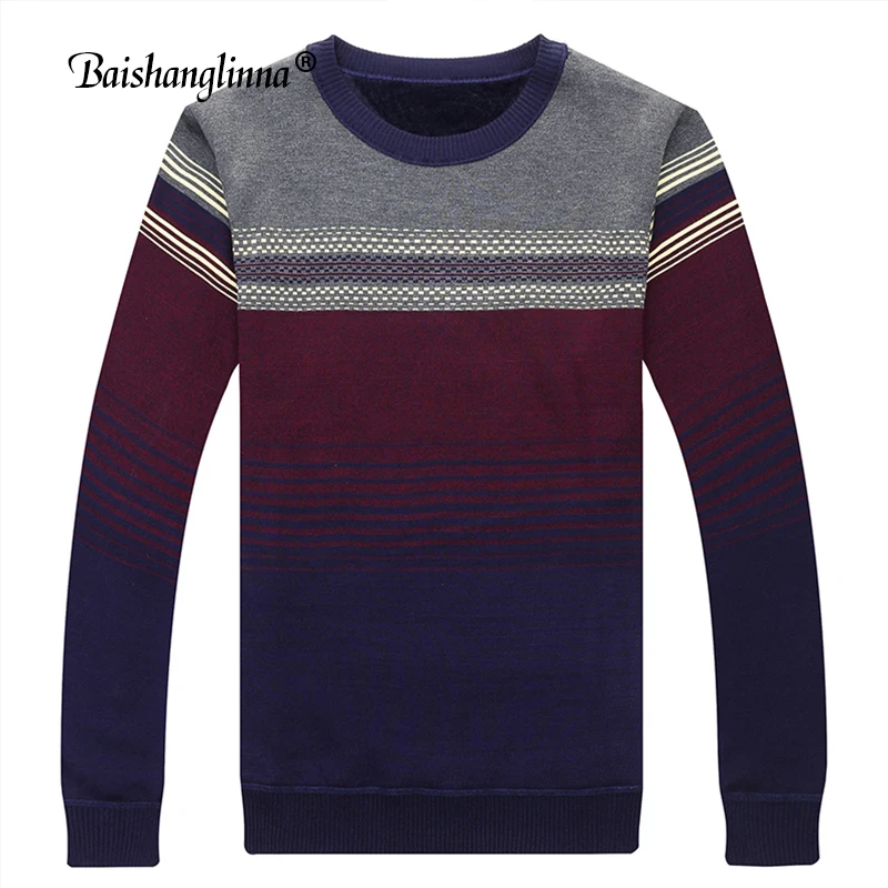 Baishanglinna Sweater Men O-Neck Pullover Men Winter Slim Fit Long Sleeve Shirt Men Thick Sweaters Knitted Wool Pull Homme 18208
