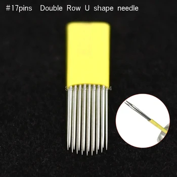 

Hot sale 100pcs permanent makeup manual disposable round liner 17pin microblading shading blade needles For eyebrow,lip,eyeline