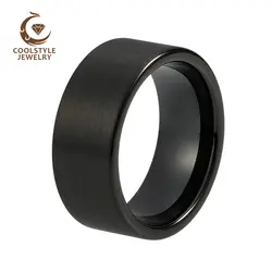 10 мм Большой ширина без каблука для мужчин черный покрытием Вольфрам обручальное обручение юбилей кольцо Комфорт Fit