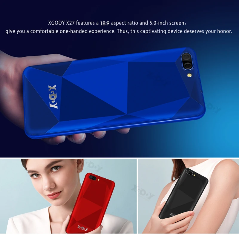XGODY X27 Face ID Smartphone Android 9.0 1GB 16GB MTK6580 Quad Core 5 Inch 3G Dual Sim 5MP Camera G