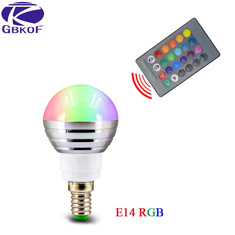 1 шт 5 Вт 7 Вт RGB украшения светодиодный лампы E27 E14 AC 110V 120V 220V Светодиодный светильник с 24 клавишами дистанционного управления диммер 16 Цвет изменения ночного освещения