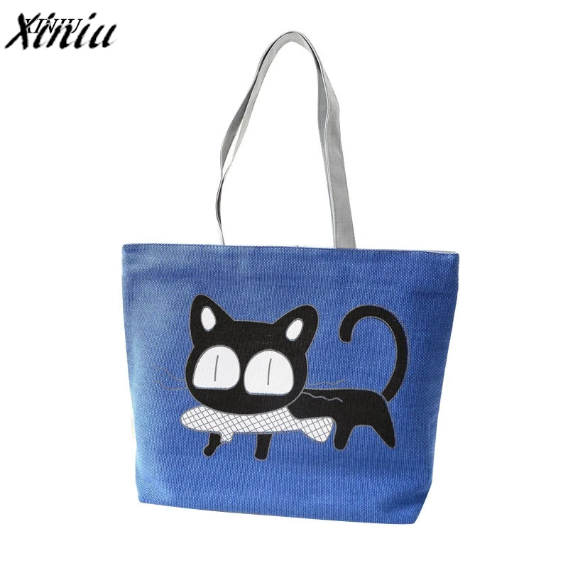 

Fashion Cute Cartoon Cat Bag Canvas Bags For Women Shoulder Bag Casual Women's Handbags Messenger Bags Bolsas Feminina Hot Sale
