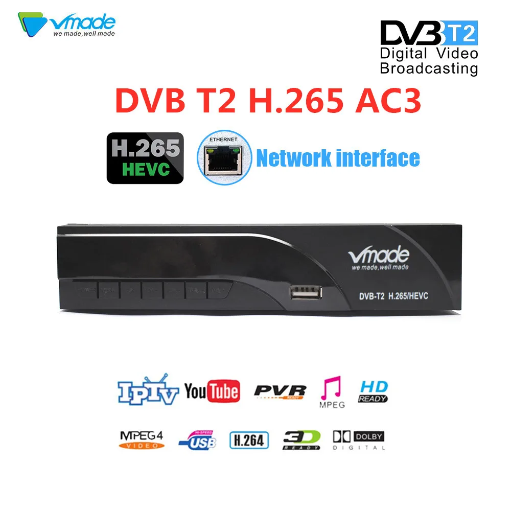 Vmade новейший DVB-T2 в наземном ТВ приемник коробка DVB T2 Full HD H.265 Поддержка RJ45 wifi Dolby Youtube Megogo PVR телеприставки