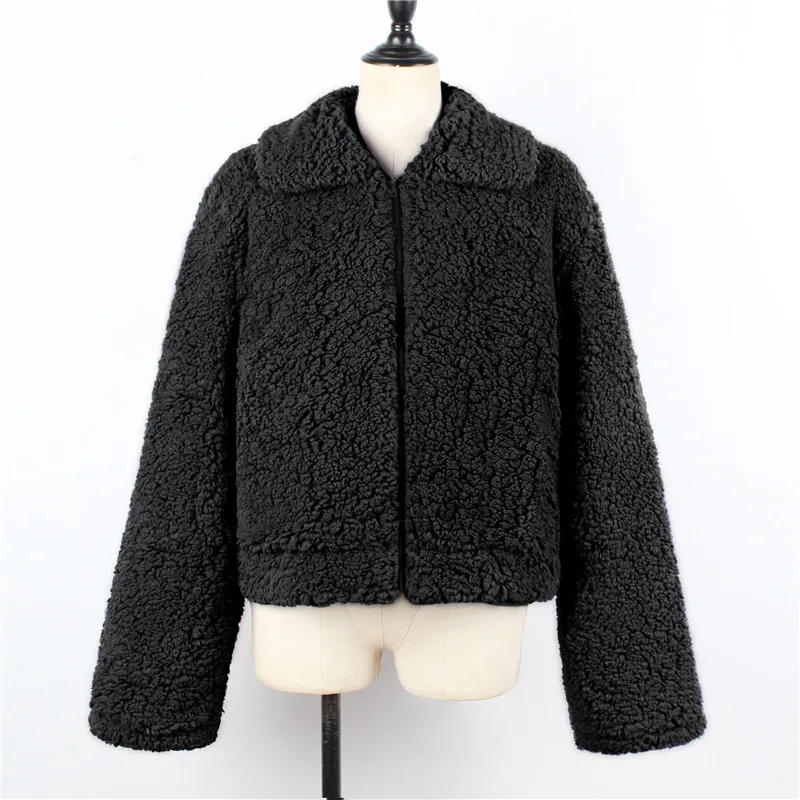Women's clothing autumn winter short jacket new imitation lamb hair camel color coat warm fur flap fur soft plush fur (2)