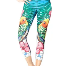 Женские леггинсы для фитнеса с принтом попугая, быстросохнущие, высокая талия, до середины икры, энергетические брюки, брюки, ropa mujer