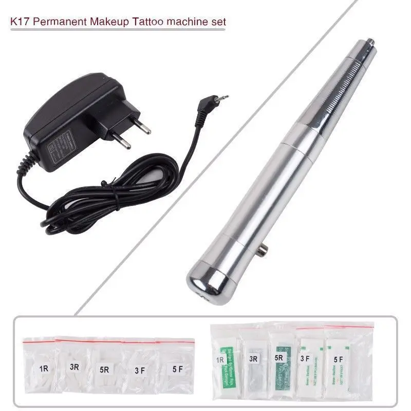 

Permanent Makeup Eyebrow Tattoo Pen Machine Make up kit with 50 Needles 50 Tips