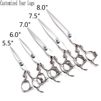 

1Pair 5.5" 6" 7" 7.5" 8" JP 440C Customized Brand Straight Scissors Thinninng Shears Pets Shears Dog Grooming Scissors Set C9006