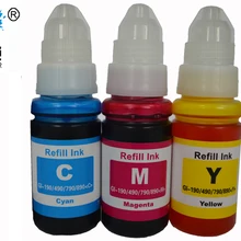 Совместимость GI-490 чернила GI490 C M Y Чернила для заправки комплект для Canon PIXMA G1400 G2400 G3400 G1000 G2000 G3000 принтер