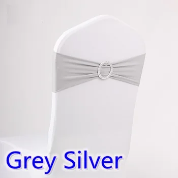 

Silver Grey Colour Spandex chair sashes wedding chair sash with Diamond Rhinestone Buckle lycra stretch wedding chair sashes