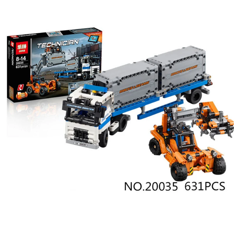 

Lepin 20035 New 631Pcs Technic Series The Container Trucks and Loaders Set Building Blocks Bricks Educational kidToys with 42062
