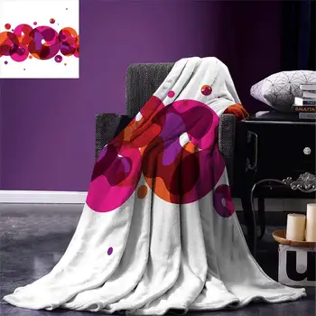 

Abstract Throw Blanket Circles Small and Big Dots with Wavy Patterns Artistic Bubbles Border Warm Microfiber