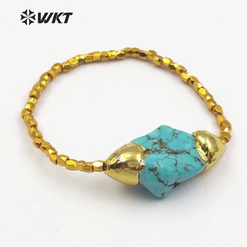 

WT-B417 Wholesale custom Colorful stone Natural stone Bracelet with Metal Plated Elegant for Women Jewelry