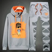 Приятная; сезон осень; кардиган; Весенний комплект из двух предметов спортивные костюмы мужские толстовки с капюшоном, комплекты спортивный свитер трикотажная кофта на молнии с капюшоном+ длинные спортивные штаны костюм Для мужчин повседневный комплект