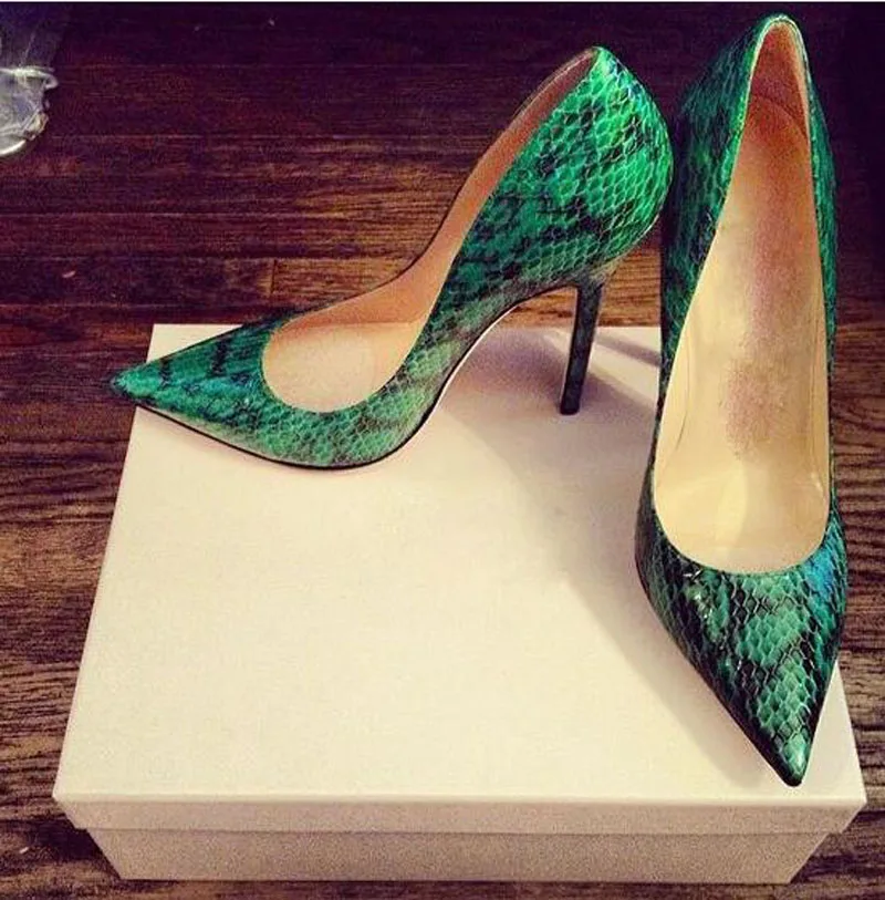 Sexy Ladies Green Python Leather 