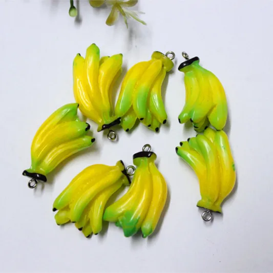

10pcs Cute 3D Fake Fruits Banana Resin Miniature Food Art DIY Decorative Craft Making,,15*20*32mm,DZ015