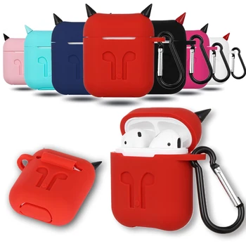 

1Pcs Cute Silicone TPU Bluetooth Wireless Earphone Case Fashion Protective Cover For Apple Airpods Charging Box With Hooks