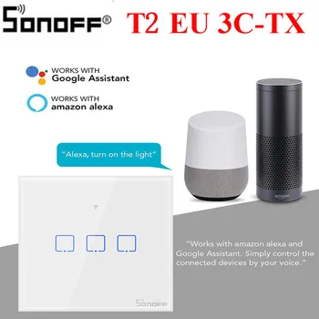 

SONOFF T2EU US/UK TX Smart Wifi Touch Wall Light Switch With Border Smart Home 1~3 Gang 433 RF/Voice/APP Control Work With Alexa