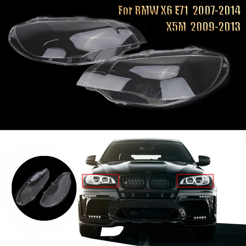 

Clear Led Headlight Glass Lens Headlamp Cover Car For BMW X5M X6 E71 30dx 35dx 35ix 50ix Clear Head Light Shell Left Right /