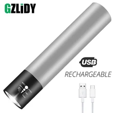 

USB Rechargable Mini LED Flashlight 3 Lighting Mode Waterproof Torch Telescopic Zoom Stylish Portable Suit for Night Lighting