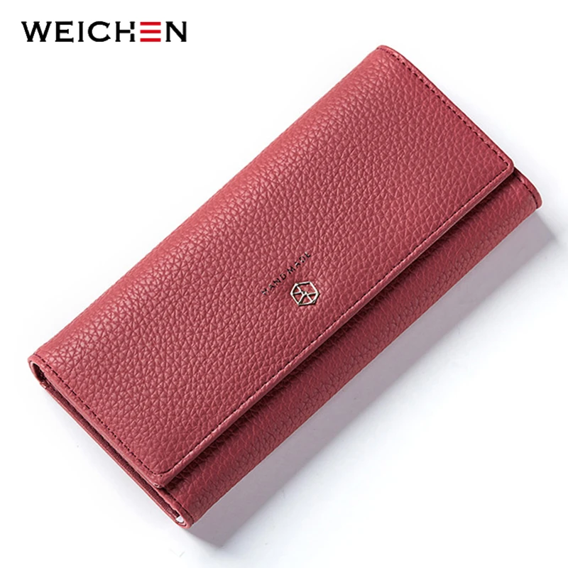 WEICHEN Wallet Women Matte Leather Many Departments Card Holder Coin Cell font b Phone b font
