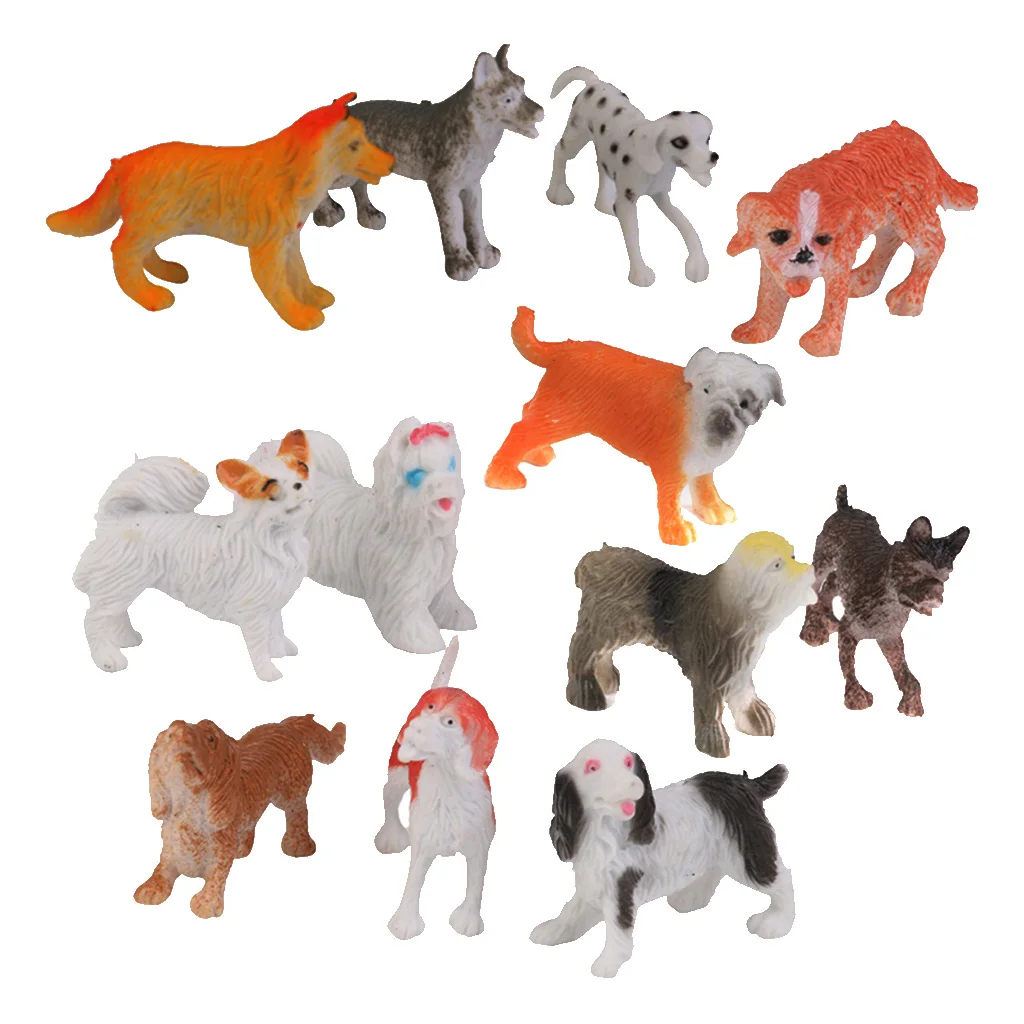 12Pcs/Pack Multi-Color Plastic Dog Pet Animal Model Toy for Kids Children Toddlers Gift Room Desk Table Decor