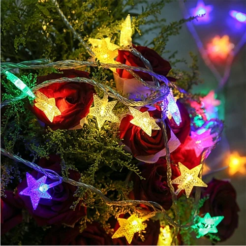 10 20LED сказочные гирлянды в форме звезды Декоративная гирлянда на батарейках для рождественской свадебной вечеринки украшения для дома и сада - Испускаемый цвет: Multicolor
