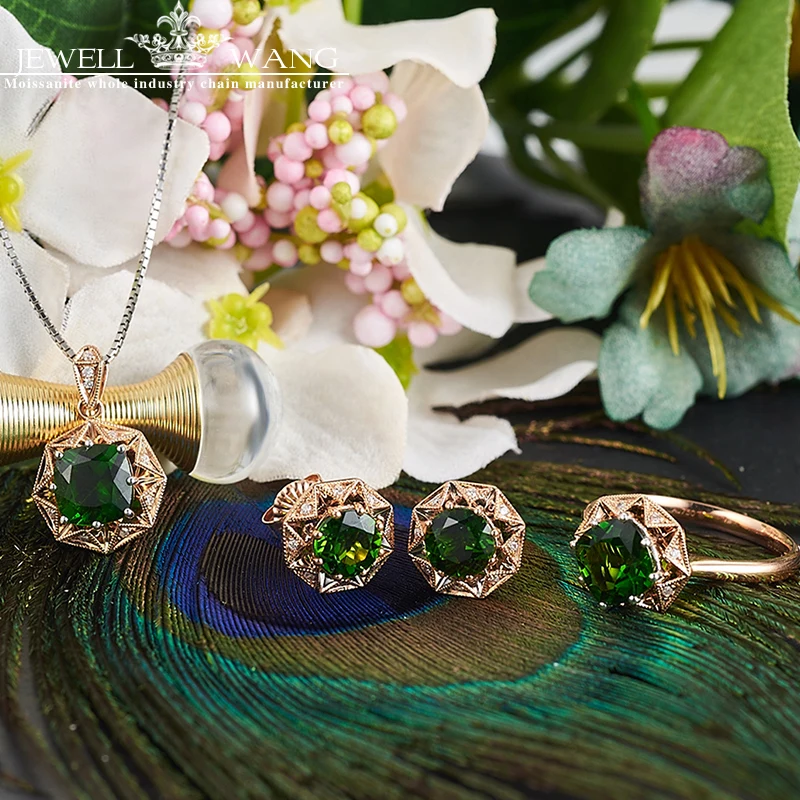 Ювелирные кольца из розового золота 18 К, настоящий естественный диопсид, кольца для женщин, настоящий драгоценный камень, подарок, хорошее ювелирное изделие, роскошные кольца из розового золота